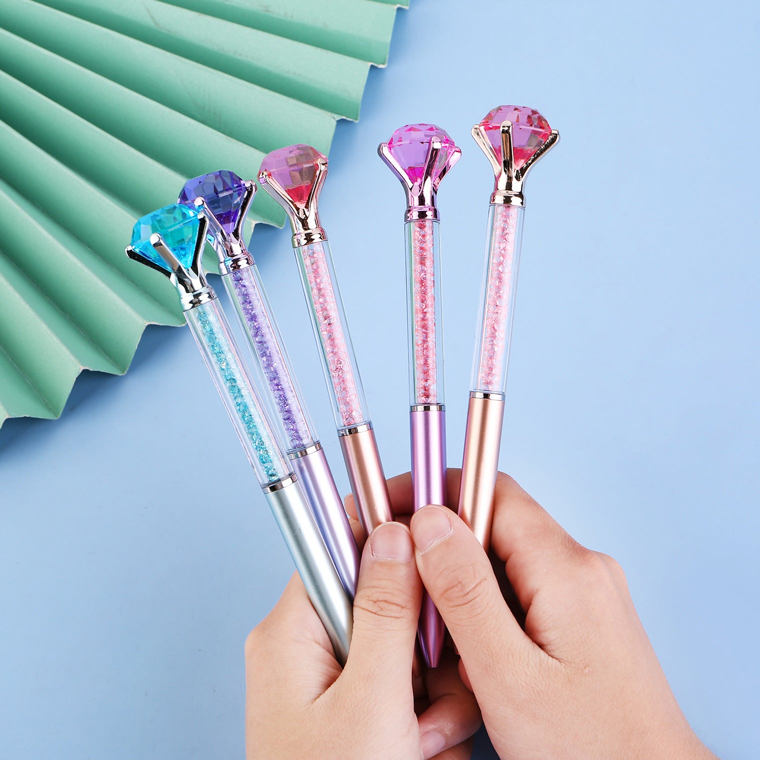 Wholesale Imitation Metal Rod Large Diamond Colored Crystal Quicksand Broken Diamond Plastic Ballpoint Pen